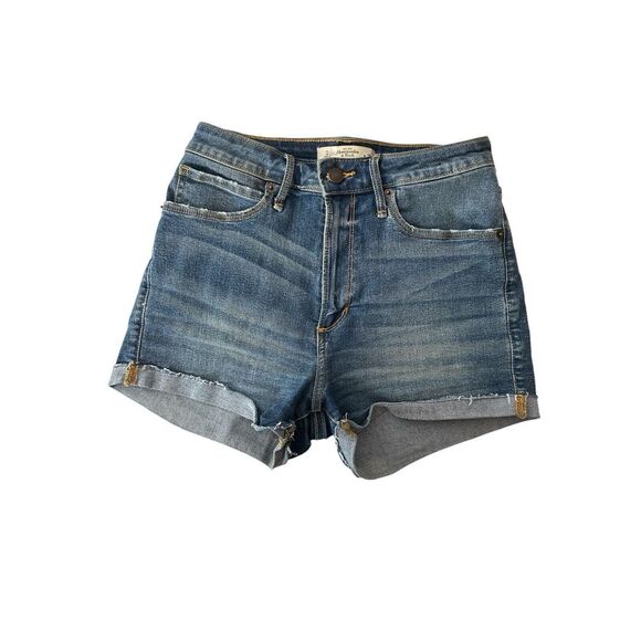 Abercrombie & Fitch Womens Blue Denim Jean Shorts Size 25 High Waist - Picture 2 of 7